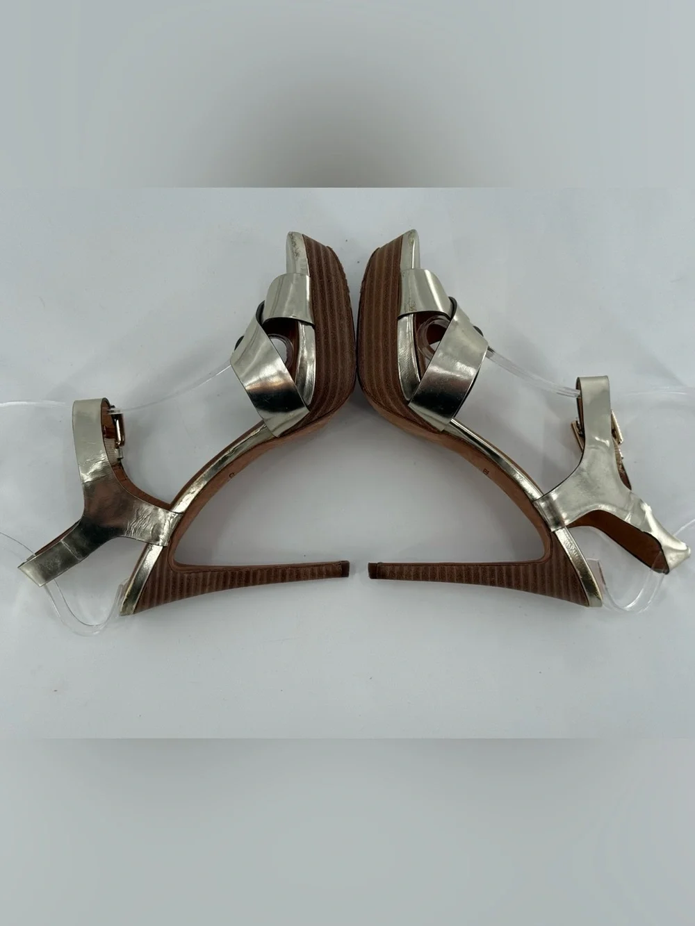 Coach Dani Gold‎ Platform Heels Pumps Sandals 7.5